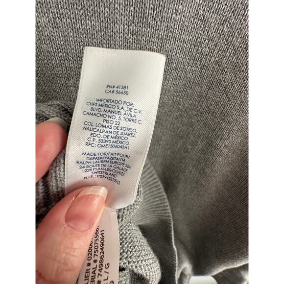 CHAPS Ralph Lauren Unisex Cardigan Sweater Grey Button Long Sleeve Cotton Sz L - Picture 11 of 11